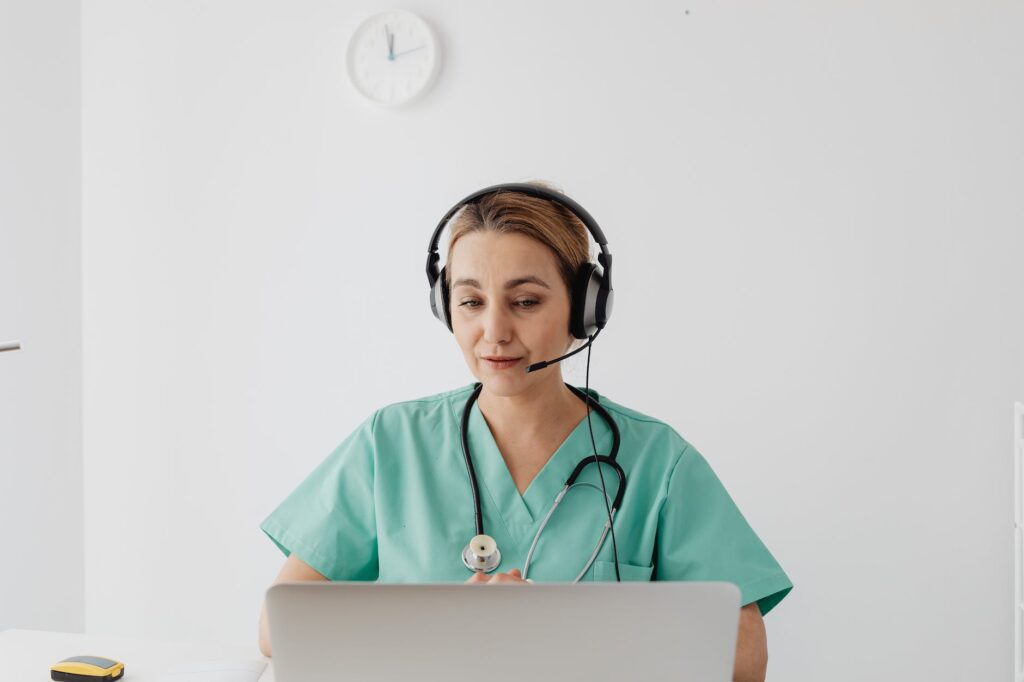 doctor doing an online meeting with a patient