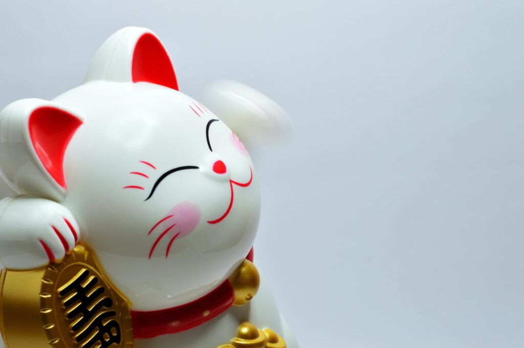japanese lucky coin cat　幸せの猫